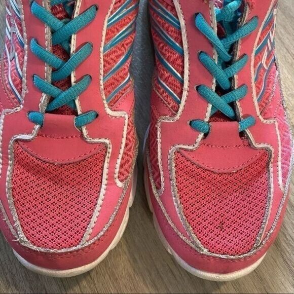 Fila womens lace up pink teal athletic mesh fabric running sneakers size 5.5 - Picture 2 of 8